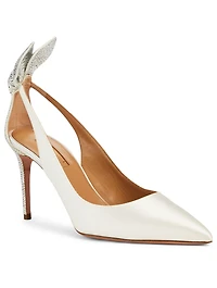 Bow Tie 85 Crystal Satin Pumps