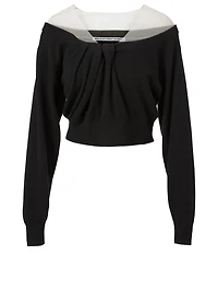 Illusion Tulle Cropped Sweater