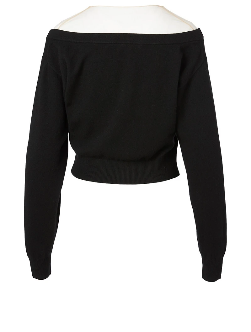 Illusion Tulle Cropped Sweater