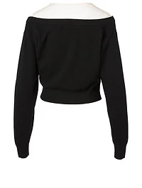 Illusion Tulle Cropped Sweater