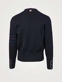 Wool Milano Stitch Cardigan With Four-Bar Stripe