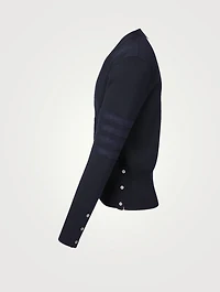 Wool Milano Stitch Cardigan With Four-Bar Stripe