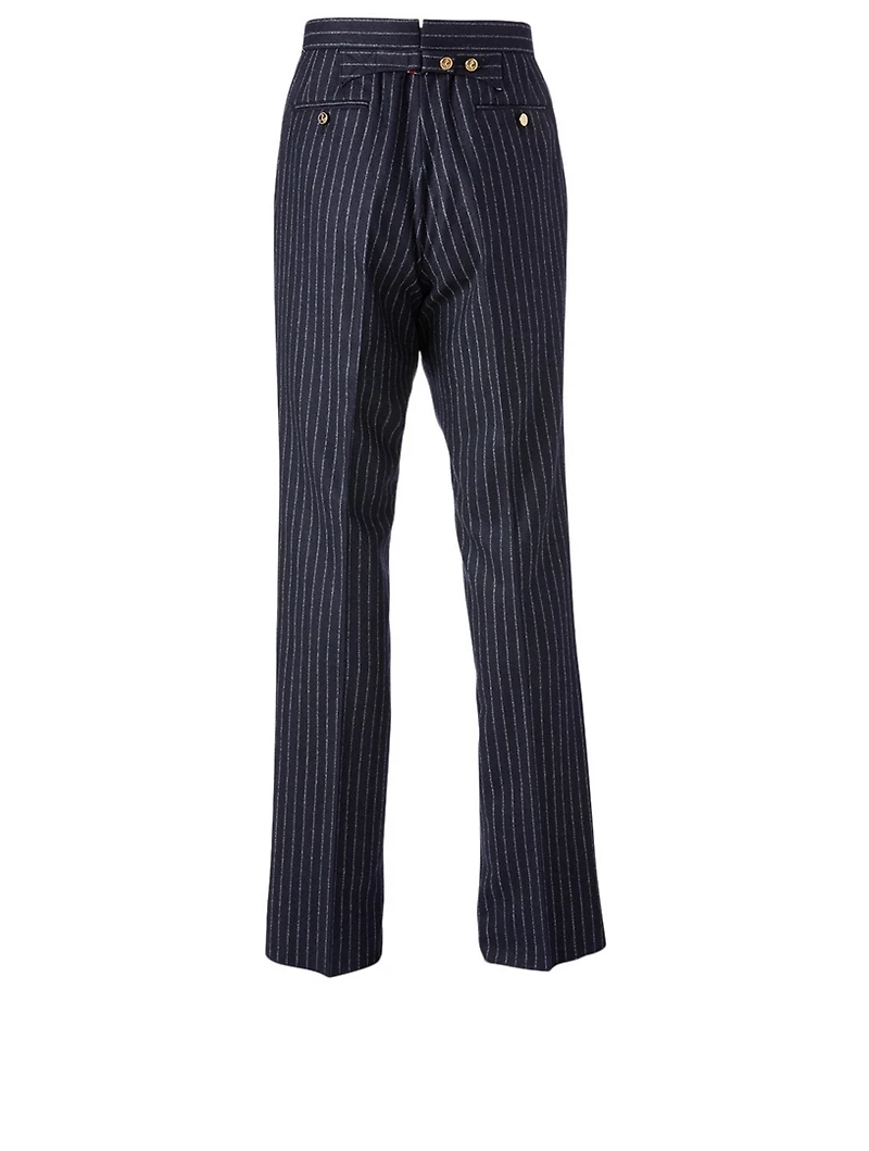 Wool Striped Pants With Backstrap