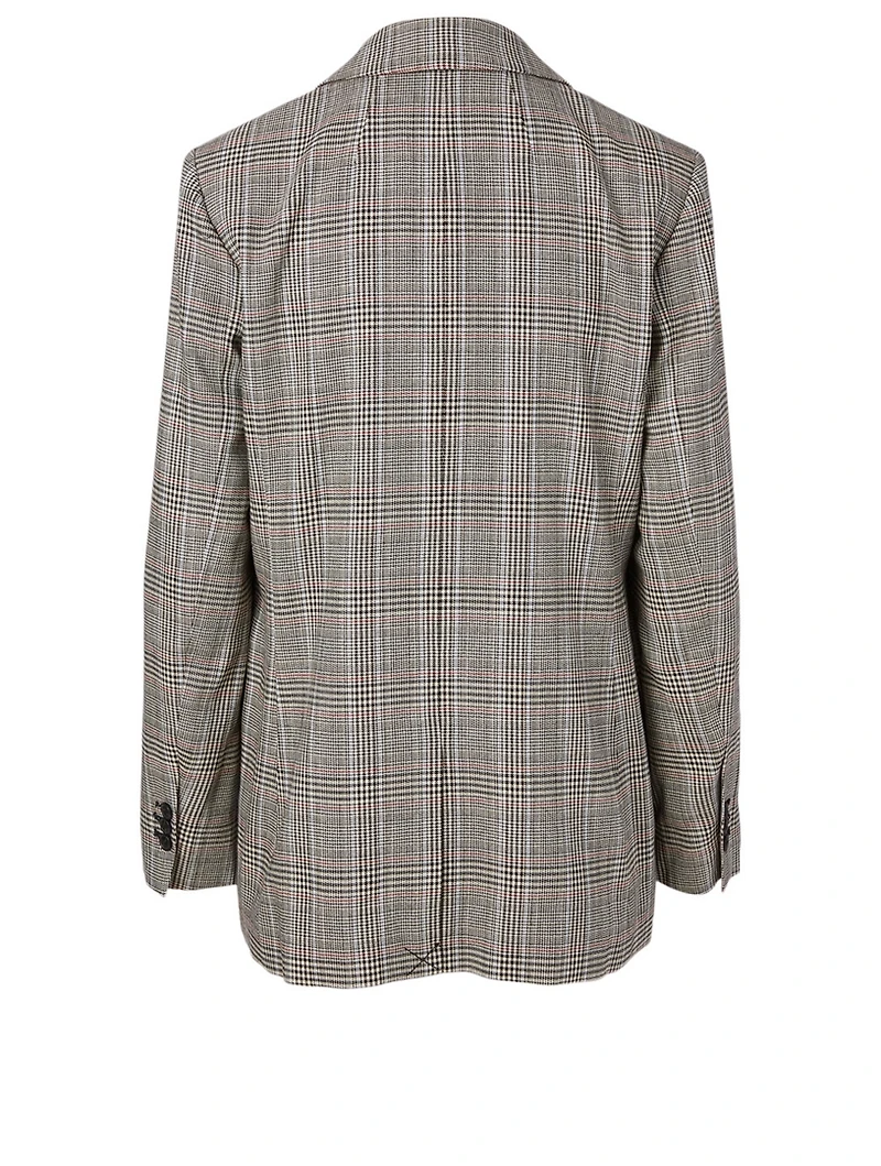 Wool-Blend Boyfriend Blazer Plaid Print