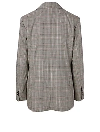 Wool-Blend Boyfriend Blazer Plaid Print