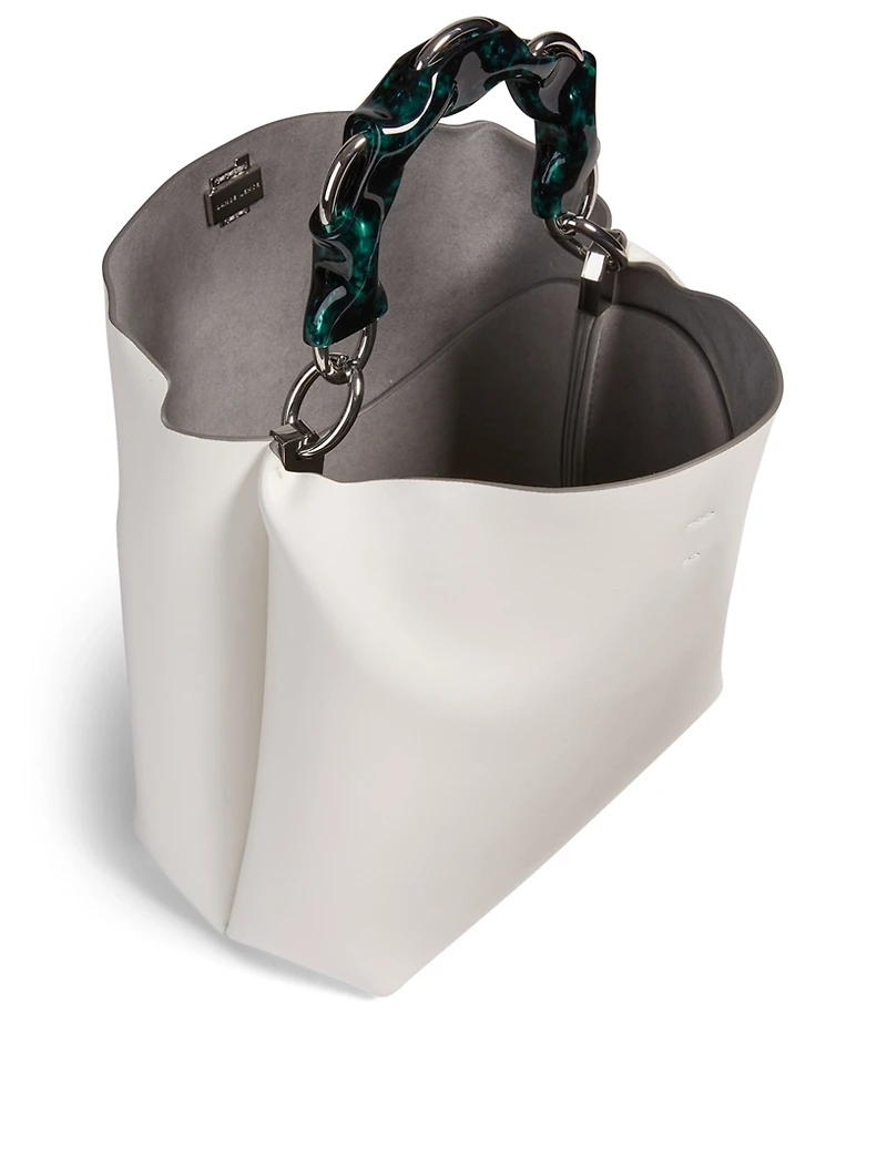 Ela Leather Chain Bucket Bag