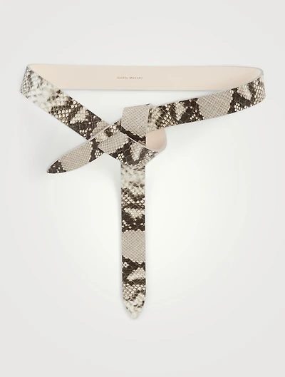 Lecce Snake-Embossed Leather Belt