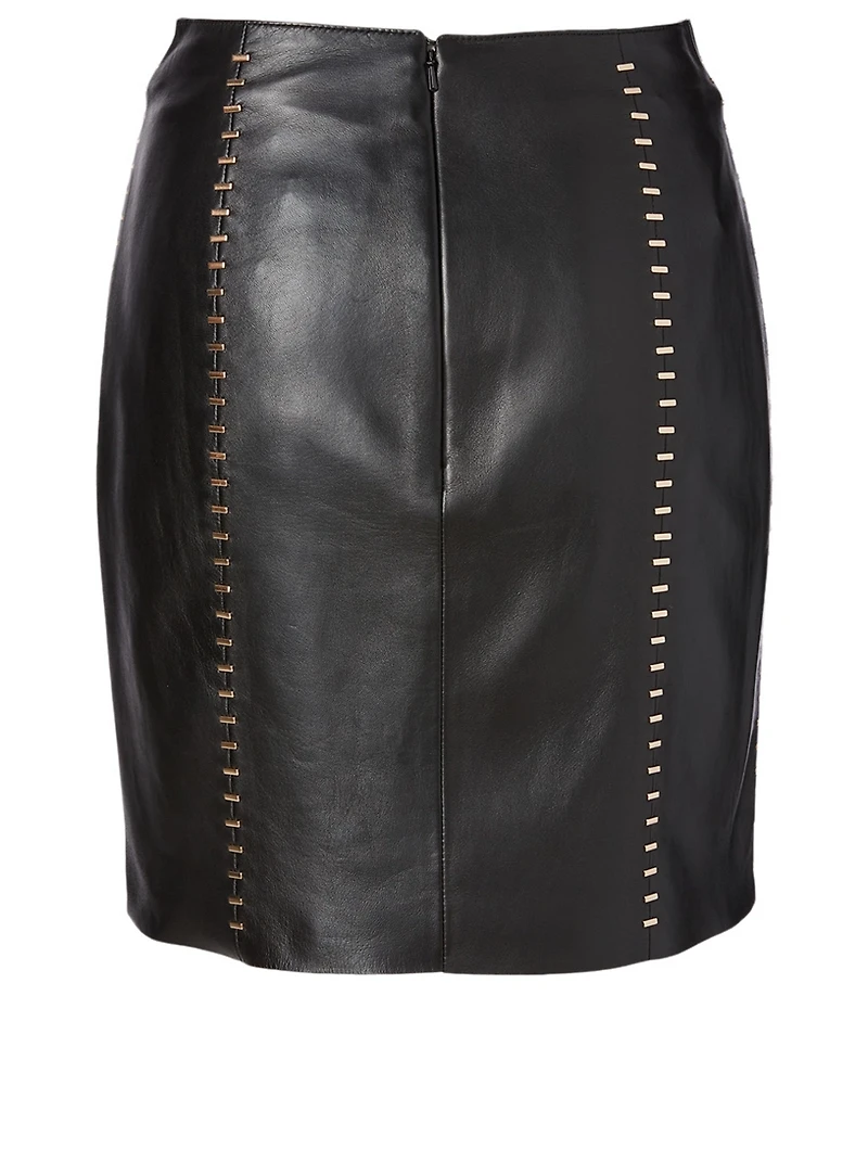 Leather Stapled Mini Skirt