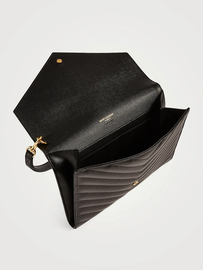YSL Monogram Leather Wristlet Pouch