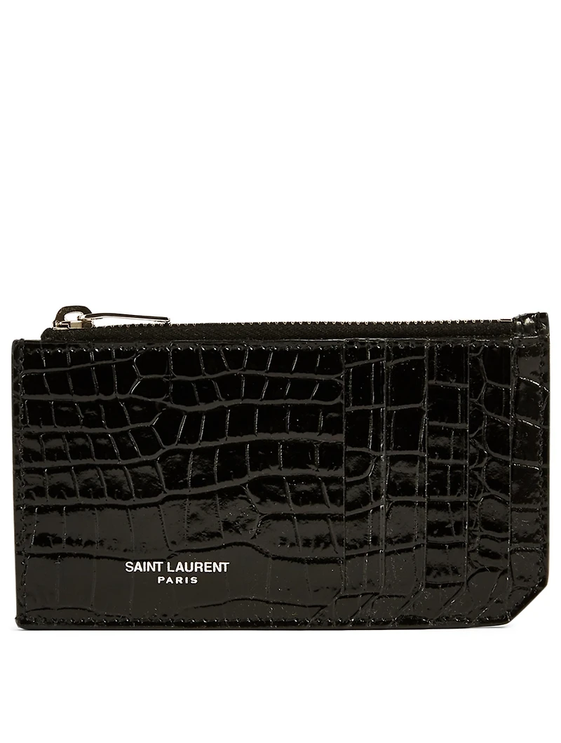 Fragments Croc-Embossed Leather Zip Card Holder