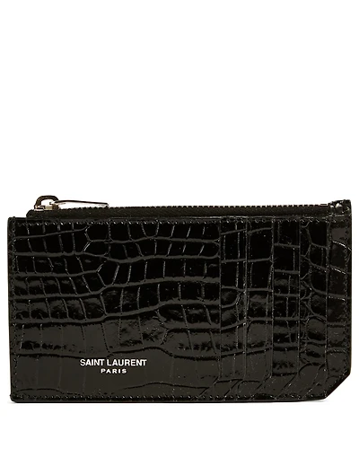Fragments Croc-Embossed Leather Zip Card Holder