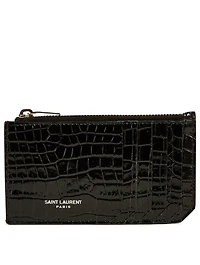 Fragments Croc-Embossed Leather Zip Card Holder