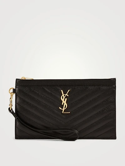 Large YSL Monogram Leather Clutch