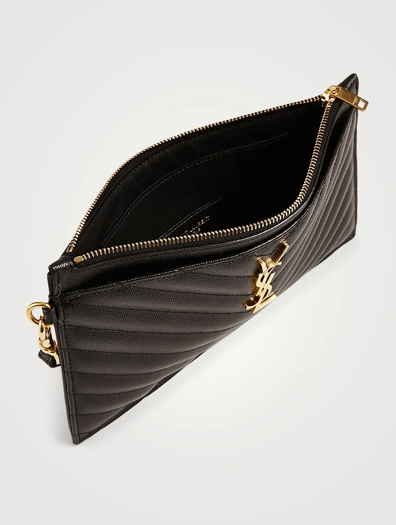 Large YSL Monogram Leather Clutch