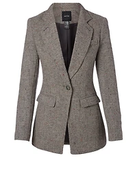 Wool Riding Blazer Herringbone Print