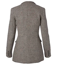 Wool Riding Blazer Herringbone Print