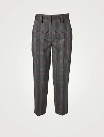 Wool-Blend Tapered Pants Check Print