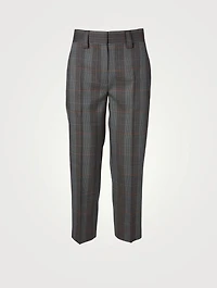Wool-Blend Tapered Pants Check Print
