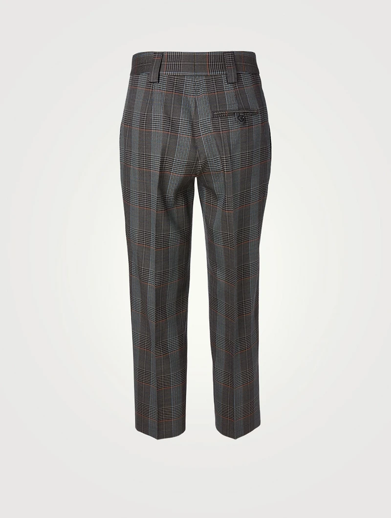 Wool-Blend Tapered Pants Check Print