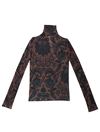 Semi-Sheer Stretch Top Floral Print