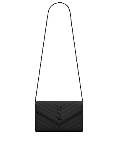 YSL Monogram Leather Chain Wallet Envelope Bag