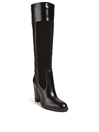 Emma Suede And Leather Heeled Knee-High Boots