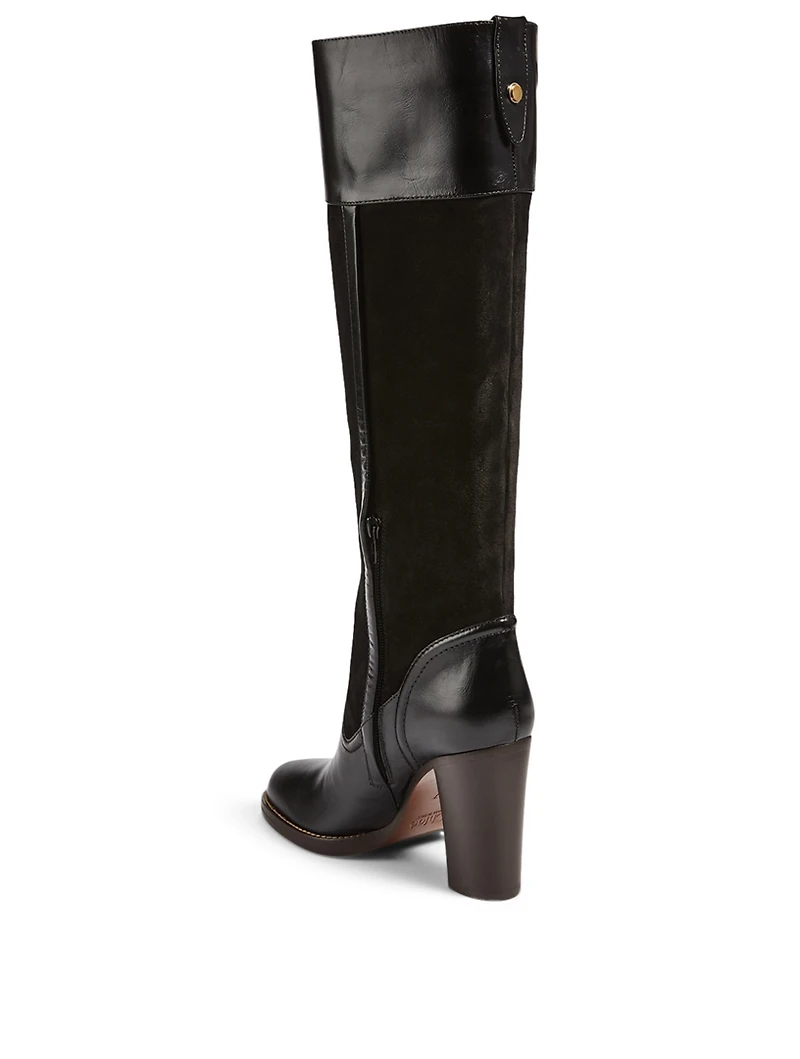 Emma Suede And Leather Heeled Knee-High Boots
