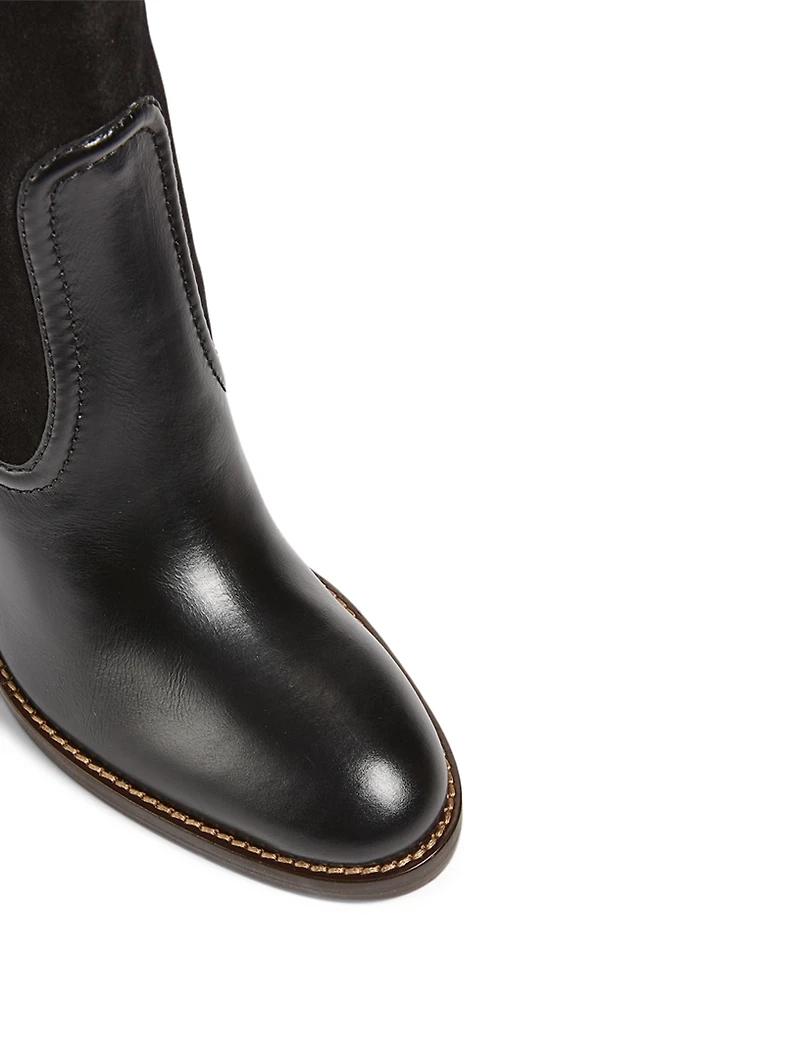 Emma Suede And Leather Heeled Knee-High Boots