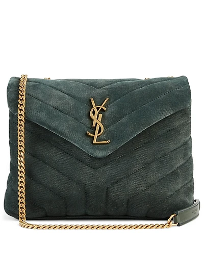 Small Loulou YSL Monogram Suede Chain Bag