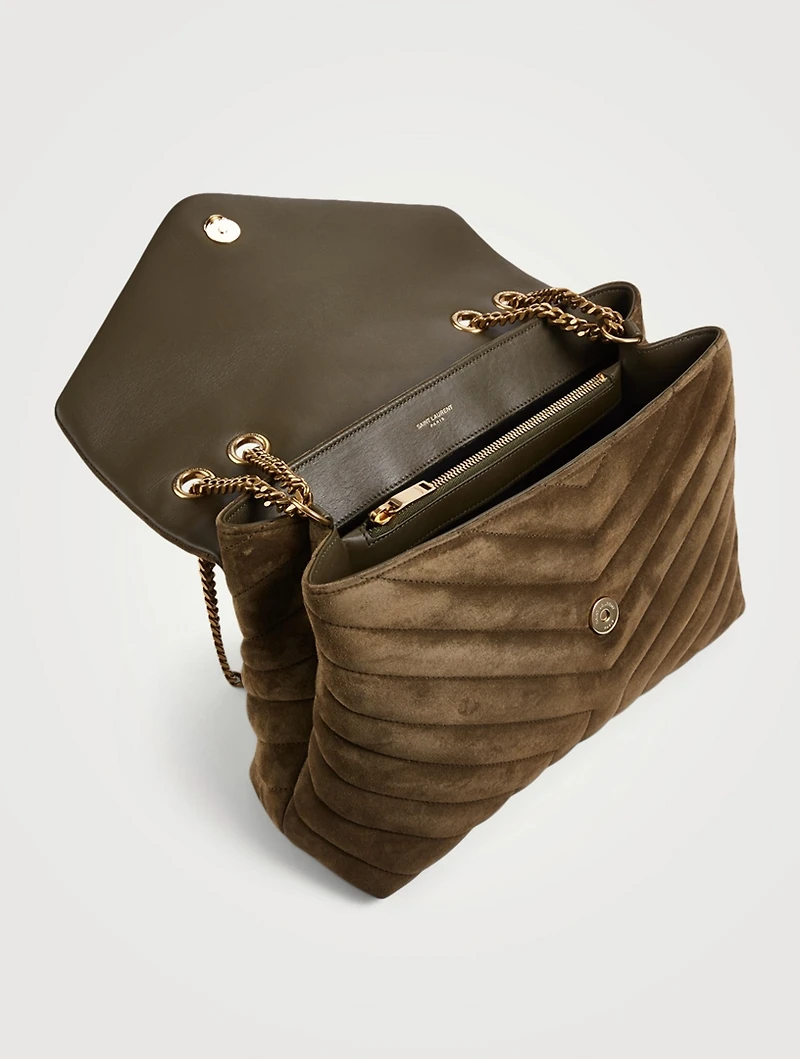 Medium Loulou YSL Monogram Suede Chain Bag