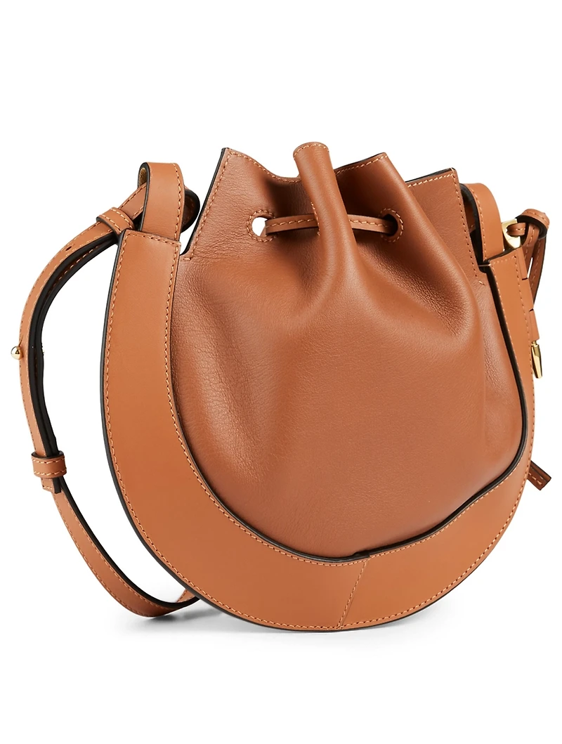 Small Horseshoe Leather Bucket Bag