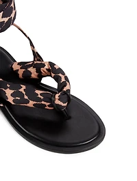 Recycled Tech Fabric Thong Sandals Leopard Print