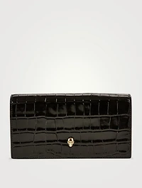Croc-Embossed Leather Continental Wallet