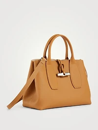 Medium Roseau Leather Top Handle Bag