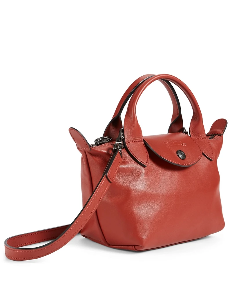 Le Pliage Leather Top Handle Bag