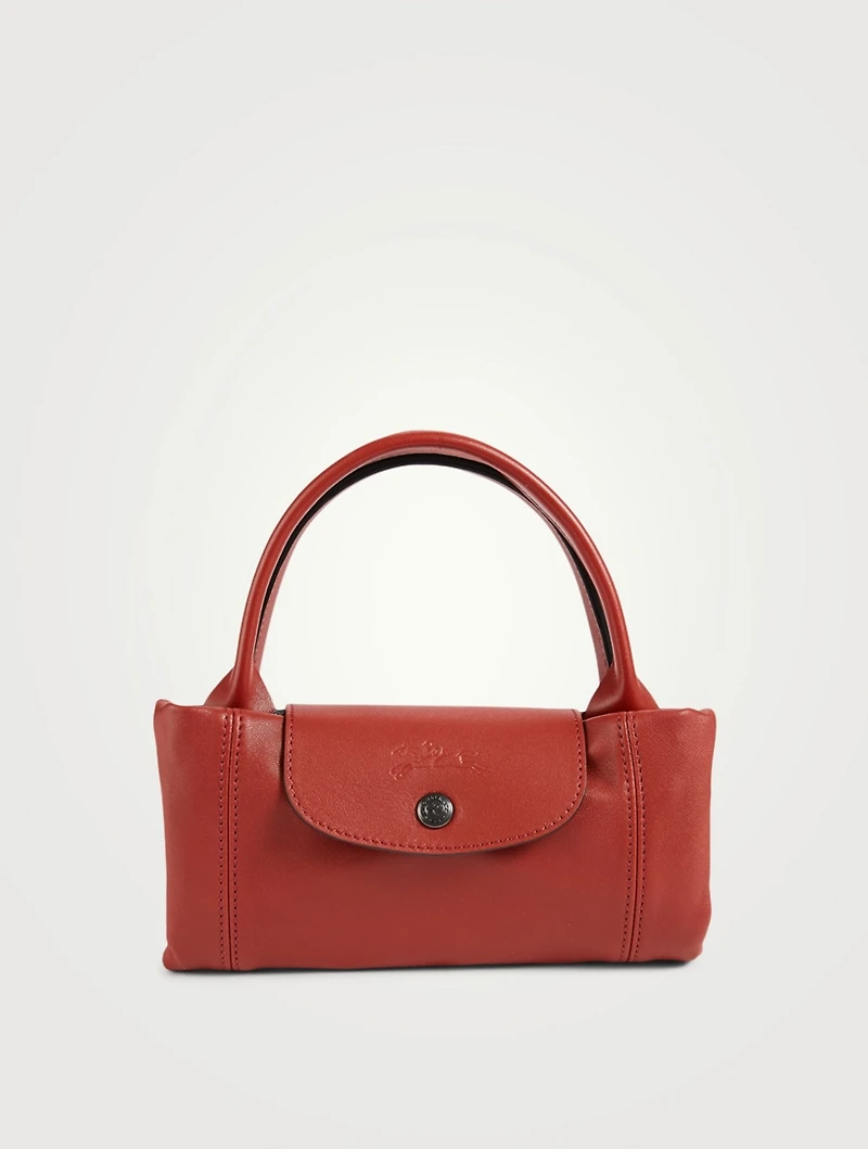 Small Le Pliage Leather Top Handle Bag