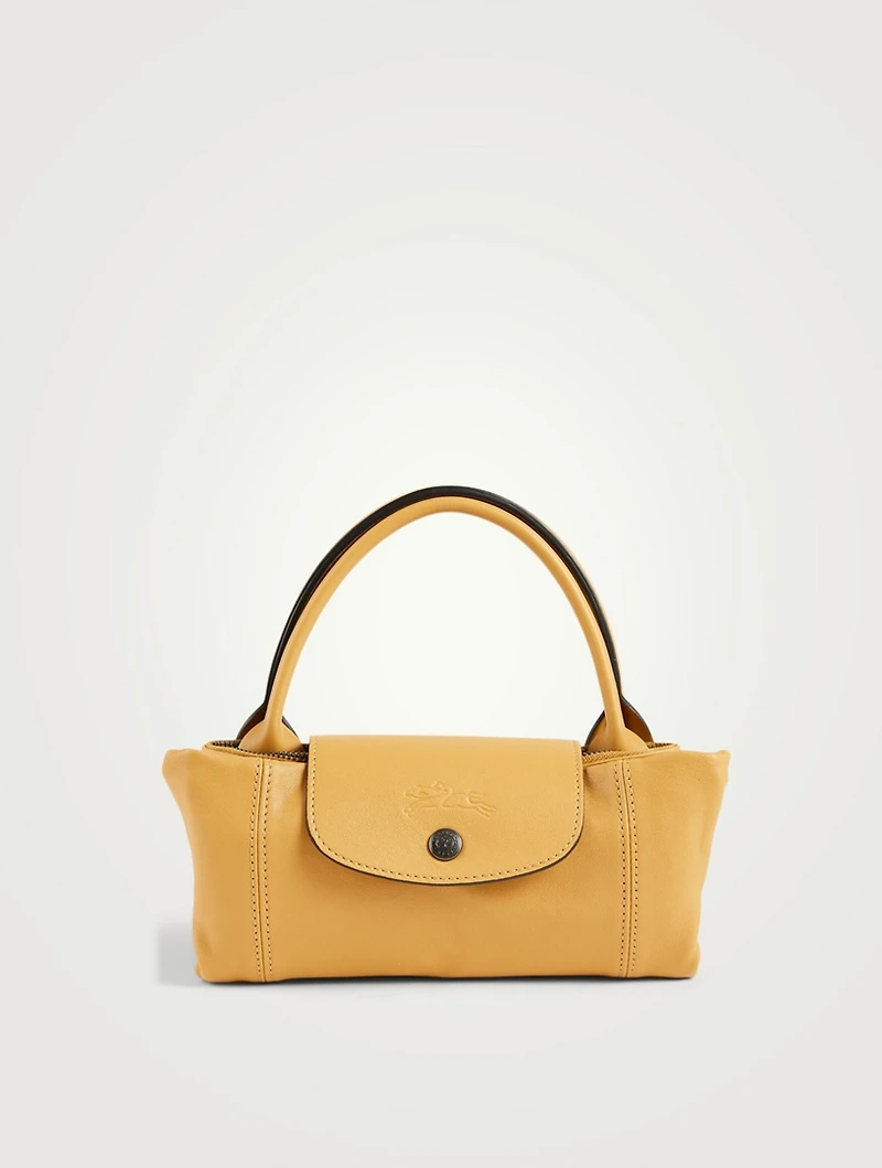 Small Le Pliage Leather Top Handle Bag