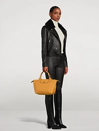 Small Le Pliage Leather Top Handle Bag