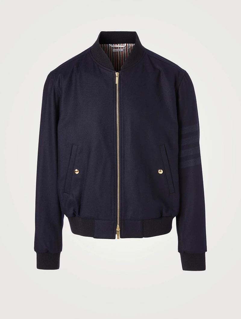 Wool And Cashmere Flannel Blouson Jacket With Four-Bar