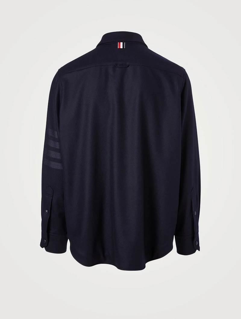 Wool And Cashmere Flannel Shirt Jacket With Four-Bar