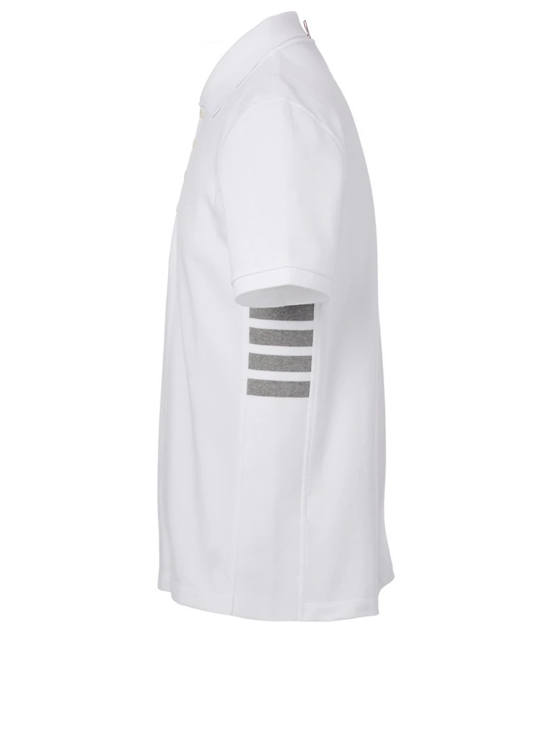 Cotton Pique Polo Shirt With Four-Bar Side Insert