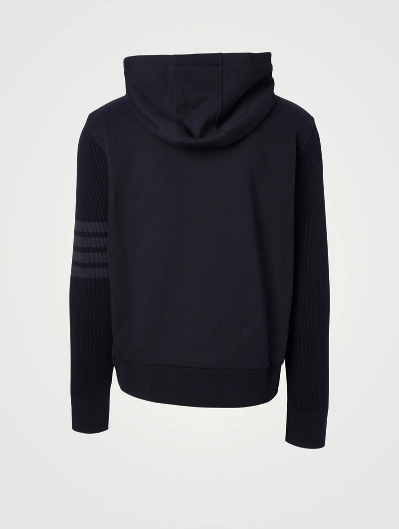 Four-Bar Hoodie With Ribbed Sleeves