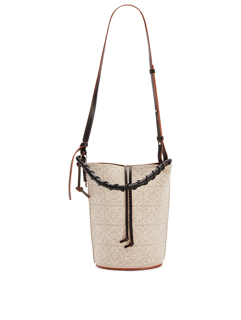 Gate Anagram Linen Canvas Top Handle Bucket Bag