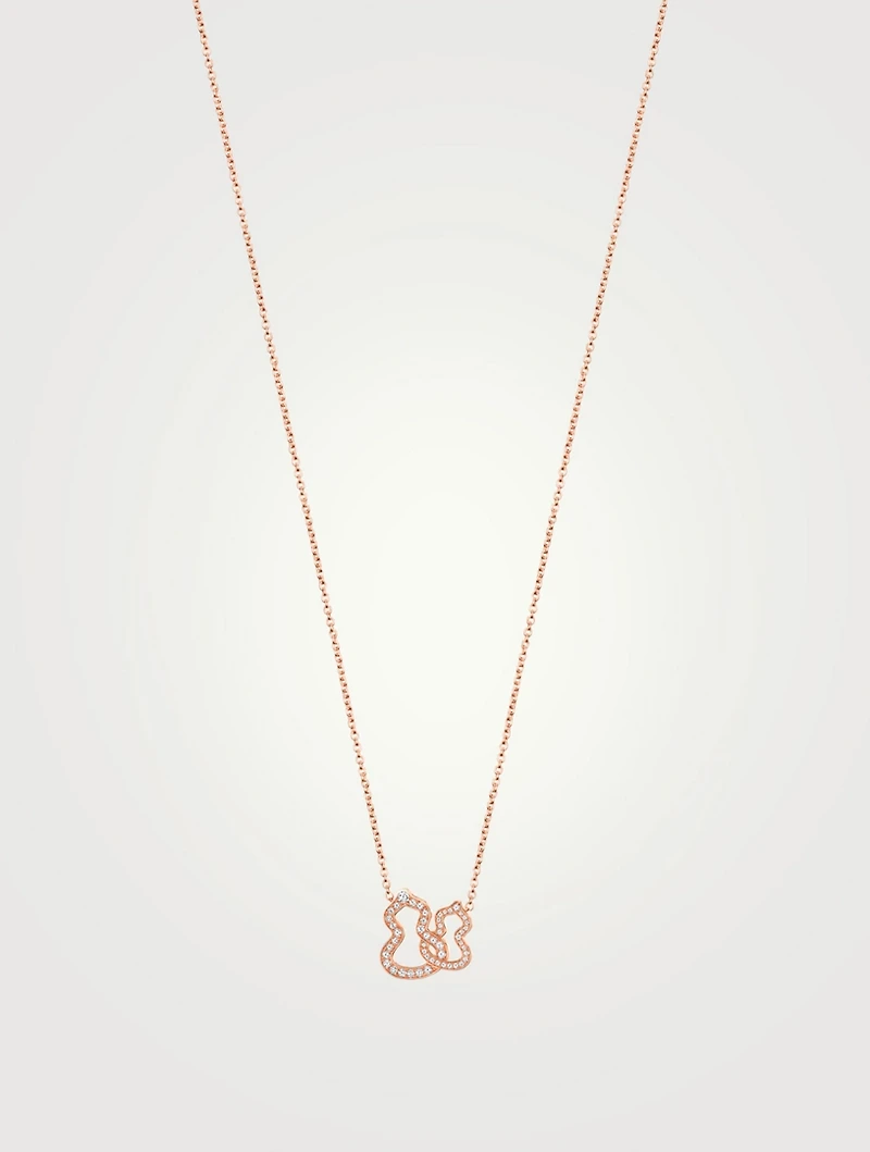 Double Wulu 18K Rose Gold Necklace With Diamonds
