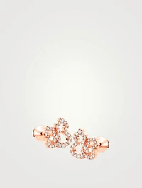 Double Wulu 18K Rose Gold Ear Stud Earrings With Diamonds