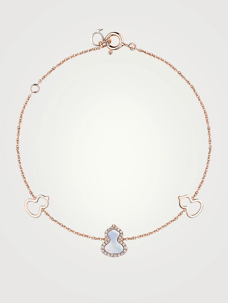 Petite Wulu 18K Rose Gold Bracelet With Diamonds And Mother-Of-Pearl