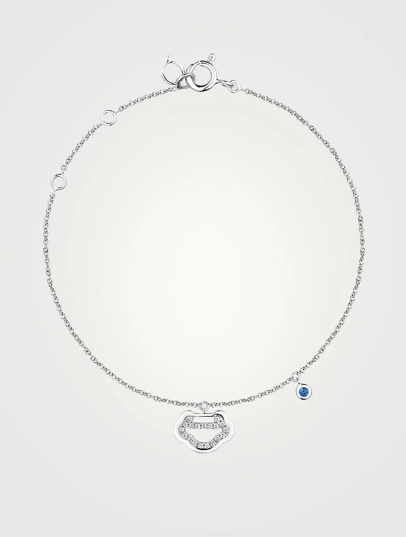 Petite Yu Yi 18K White Gold Bracelet With Diamonds And Blue Sapphire