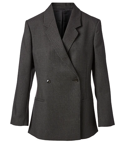 Loreo Wool Oversized Blazer Check Print