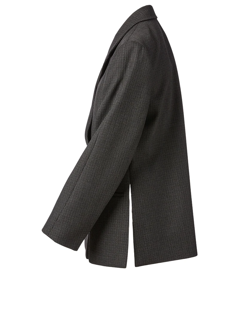 Loreo Wool Oversized Blazer Check Print