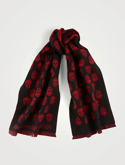 Reversible Wool Skull Scarf